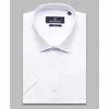 Белая приталенная рубашка в полоску с коротким рукавом-4