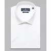 Белая приталенная рубашка в горошек с коротким рукавом-4