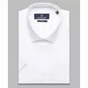 Белая приталенная рубашка меланж с коротким рукавом-4