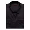 Черная приталенная рубашка с длинными рукавами-3