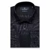Черная приталенная рубашка в абстракции с длинными рукавами-3