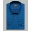 Бирюзово-синяя приталенная рубашка в клетку с длинными рукавами-4