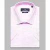 Бледно-розовая приталенная рубашка меланж с коротким рукавом-4