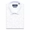 Белая приталенная рубашка в горошек с коротким рукавом-3