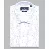 Белая приталенная рубашка в горошек с коротким рукавом-4