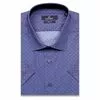 Синяя приталенная рубашка в горошек с короткими рукавами-3