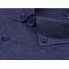 Байковая темно-синяя приталенная мужская рубашка меланж с длинным рукавом-2