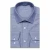 Байковая синяя приталенная рубашка меланж с длинными рукавами-3