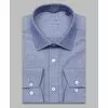 Байковая синяя приталенная рубашка меланж с длинными рукавами-4