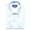 Голубая приталенная рубашка в цветах с коротким рукавом-3