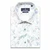 Белая приталенная рубашка в цветах с коротким рукавом-3