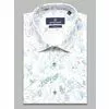 Белая приталенная рубашка в цветах с коротким рукавом-4