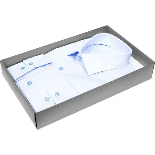 Голубая приталенная рубашка Non Iron с длинными рукавами