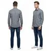 Байковая серая приталенная рубашка меланж с длинным рукавом-10