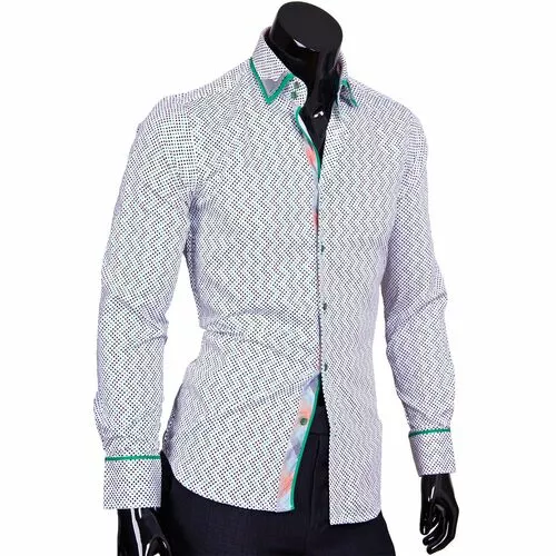 Рубашка приталенная белого цвета с двойным воротником
