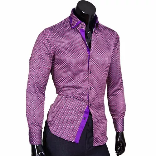 Разноцветная мужская рубашка с двойным комбинированным воротником