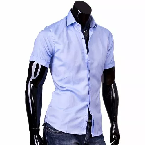 Мужская рубашка с коротким рукавом голубого цвета фото