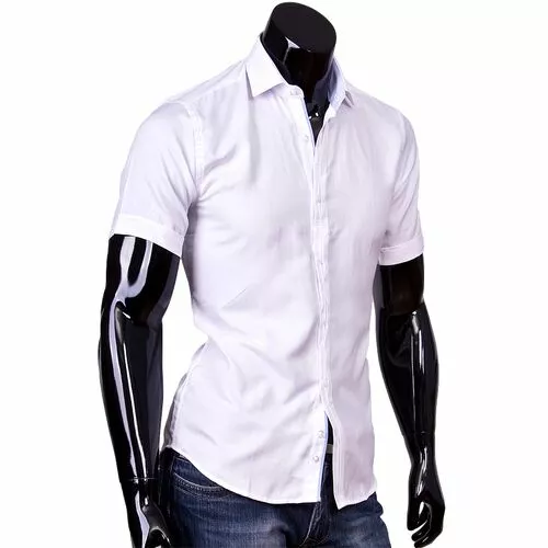 Мужская рубашка с коротким рукавом белого цвета фото