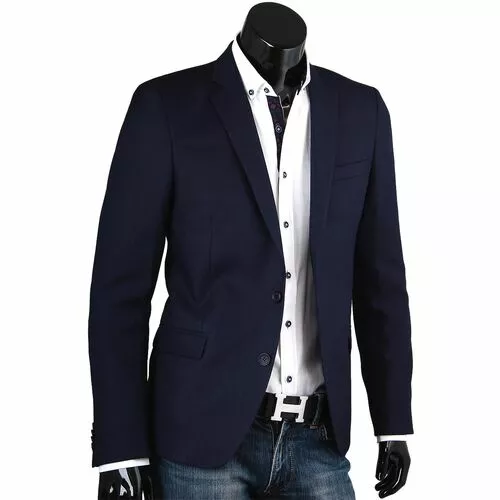 Строгий мужской пиджак под джинсы синего цвета фото