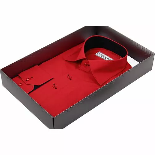 Красная приталенная мужская рубашка