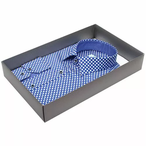 Синяя приталенная мужская рубашка Fitmens 2019-03