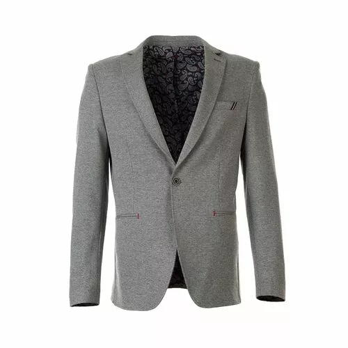 Модный трикотажный пиджак серого цвета