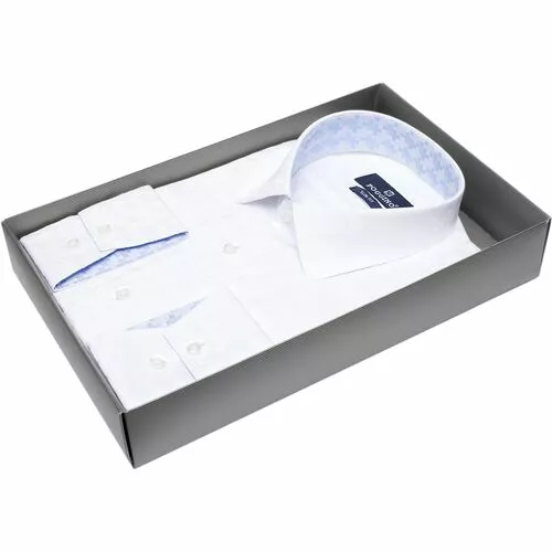 Белая приталенная рубашка в пикселях с длинными рукавами
