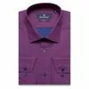 Бордово-фиолетовая приталенная рубашка в клетку с длинными рукавами-3
