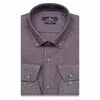 Пурпурно-серая приталенная рубашка в полоску с длинными рукавами-3